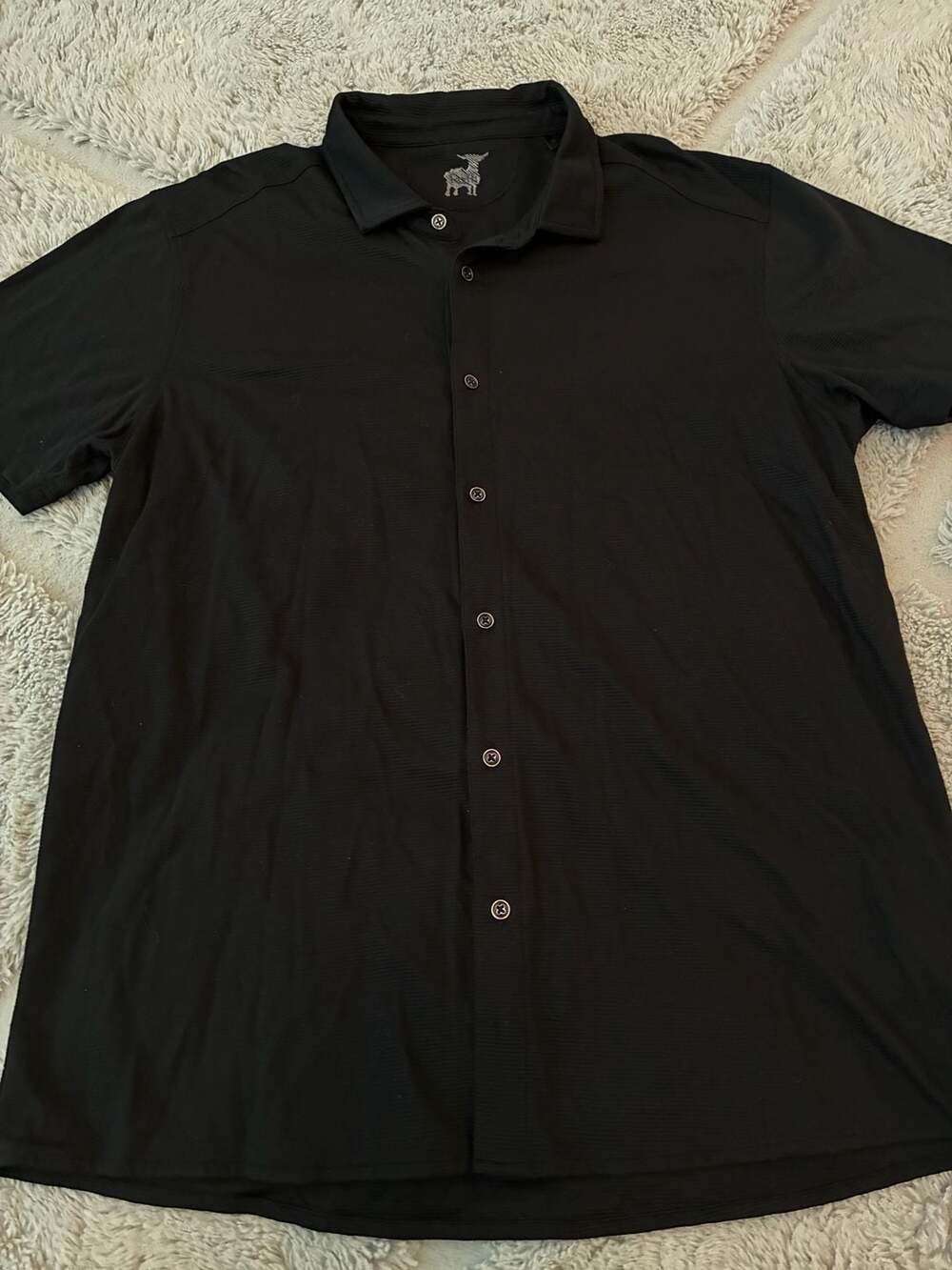 Raffi Men's Black Short Sleeve Button-Down Knit Shirt